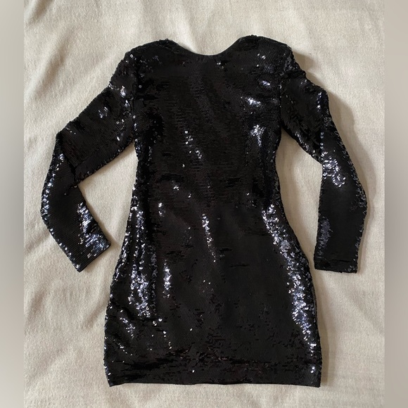 Frame Black Sequin Open Back Bodycon Mini Dress - Picture 10 of 12